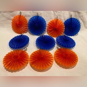 10 Honeycomb Paper Tissue Fan 6 In. Orange & Blue
-graduation /party decoration
